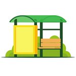 Pixelgrafik einer gelb-grünen Bushaltestelle / (c) csm_public-domain-vectors-1LLcuQEhJJA-unsplash_ea3bd858d7